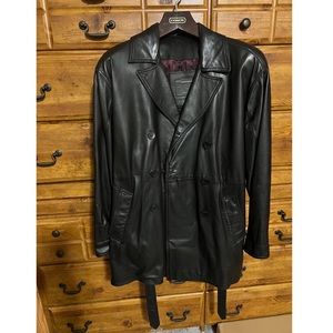 Black 3/4 mens leather jacket